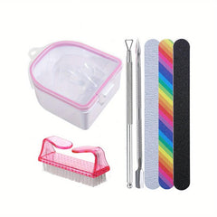 Nail Soaking Bowl for Gel Polish Removal Manicure with Brush and Cuticle Pusher