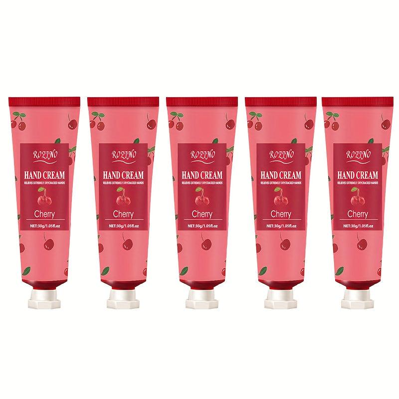 5Pcs Cherry Hand Cream Moisturizing for Dry Hands Travel Size Lotion