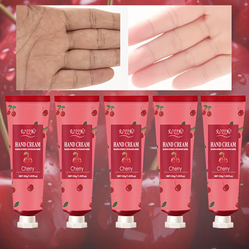 5Pcs Cherry Hand Cream Moisturizing for Dry Hands Travel Size Lotion