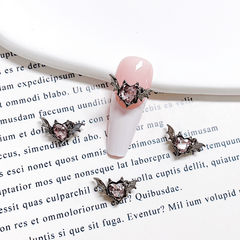 10pcs Halloween Bat Nail Art Charms Heart Shape Rhinestone 3D Bat Nail Gem