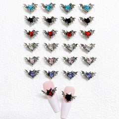 10pcs Halloween Bat Nail Art Charms Heart Shape Rhinestone 3D Bat Nail Gem