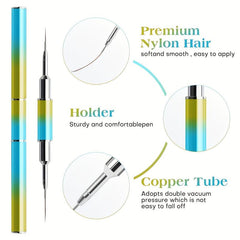 5pcs Nail Art Liner Brushes Set, Metal Handle, Gel Polish Painting Precision