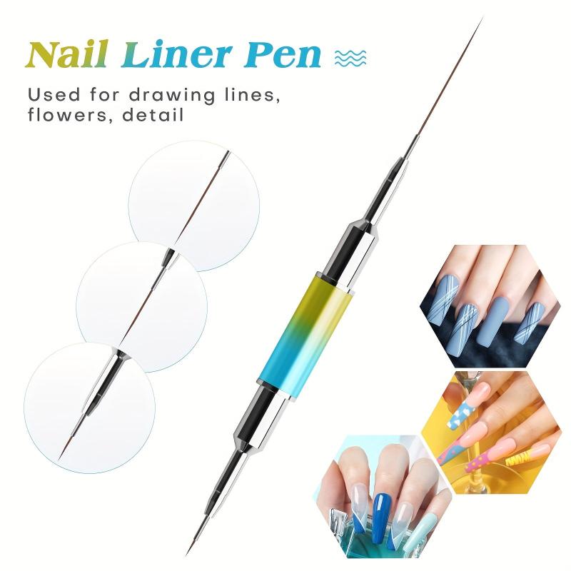 5pcs Nail Art Liner Brushes Set, Metal Handle, Gel Polish Painting Precision