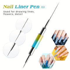 5pcs Nail Art Liner Brushes Set, Metal Handle, Gel Polish Painting Precision
