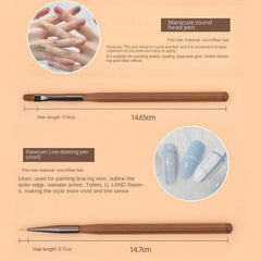 9Pcs Nail Art Brushes Set Brown Transparent Acrylic Nail Art Liner Brush
