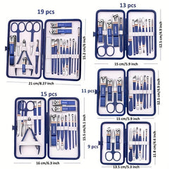 19pcs Nail Cutters Set Stainless Steel Nail Clippers Manicure Kits Scissors