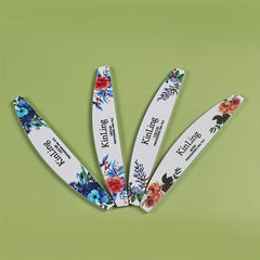 4 Pcs Flower Printed Fingernail Files - Double Sided Sanding Polishing Files