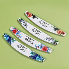 4 Pcs Flower Printed Fingernail Files - Double Sided Sanding Polishing Files