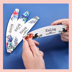 4 Pcs Flower Printed Fingernail Files - Double Sided Sanding Polishing Files