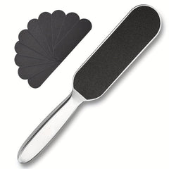 Stainless Steel Pedicure Foot File Scrubber with Replacement Pads