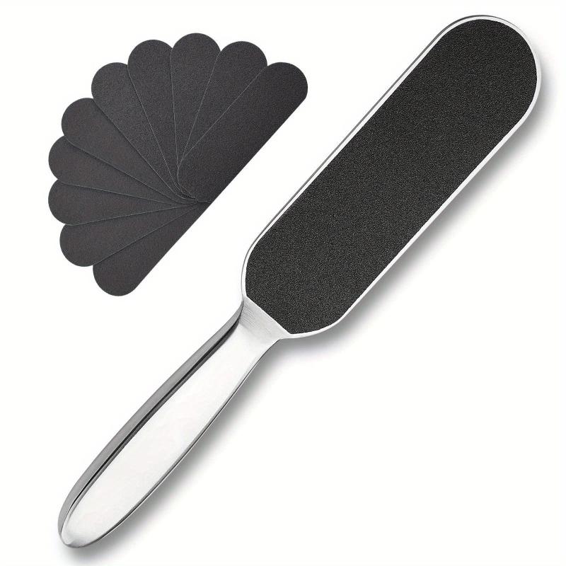 Stainless Steel Pedicure Foot File Scrubber with Replacement Pads