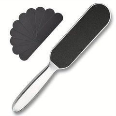 Stainless Steel Pedicure Foot File Scrubber with Replacement Pads