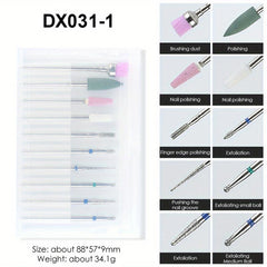 10pcs Carbide Cuticle Remover Drill Bits Set for Nails