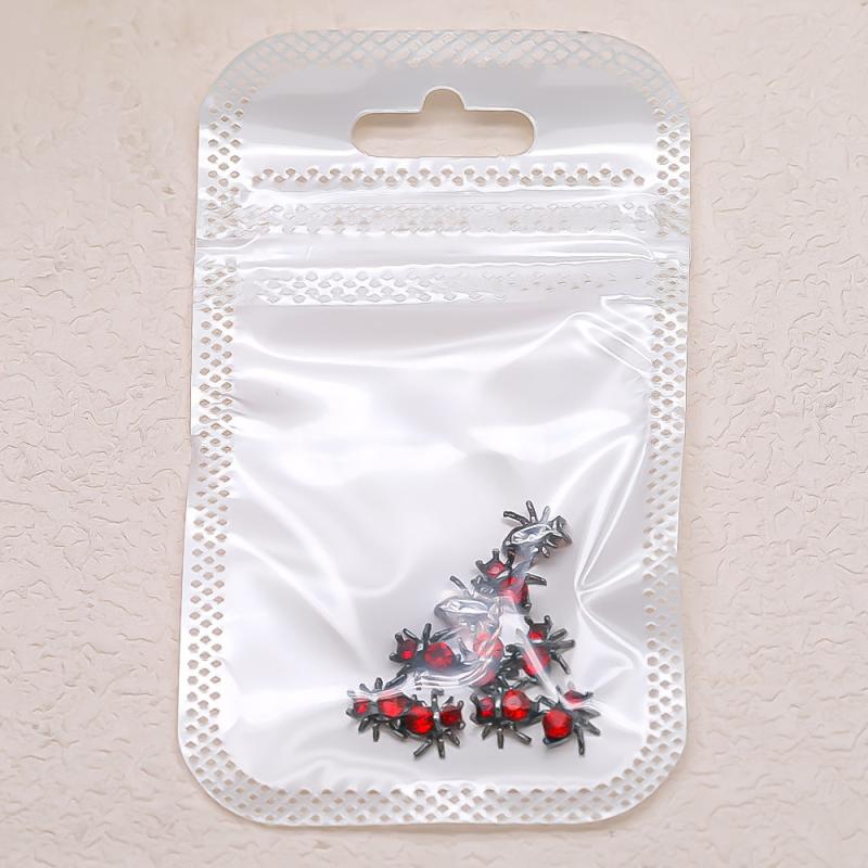 10pcs Halloween Spider Nail Art Charms With Rhinestones Pearls