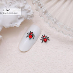 10pcs Halloween Spider Nail Art Charms With Rhinestones Pearls