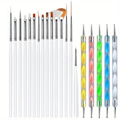 15pcs Nail Art Brushes Set Nail Dotting Tools Dust Brush Striping Pens