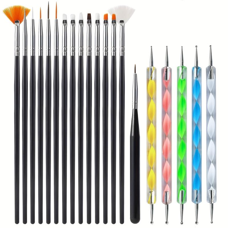 15pcs Nail Art Brushes Set Nail Dotting Tools Dust Brush Striping Pens