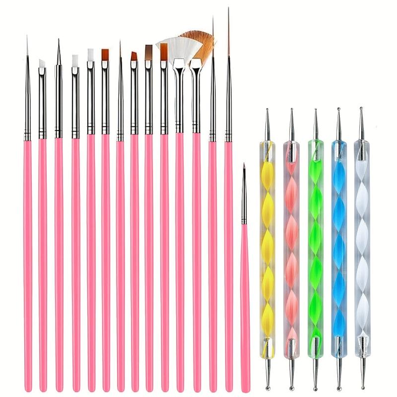 15pcs Nail Art Brushes Set Nail Dotting Tools Dust Brush Striping Pens
