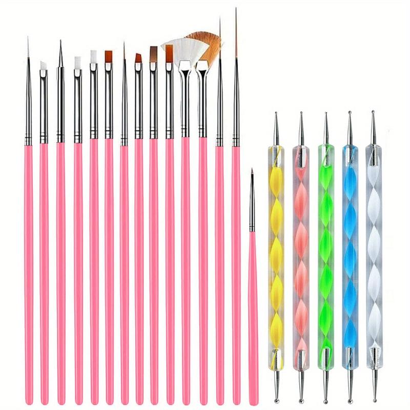 15pcs Nail Art Brushes Set Nail Dotting Tools Dust Brush Striping Pens