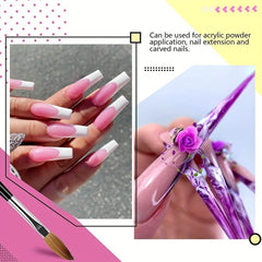 5pcs Acrylic Nail Brush Set Wood Handle for Applying Powder Nail Extensions