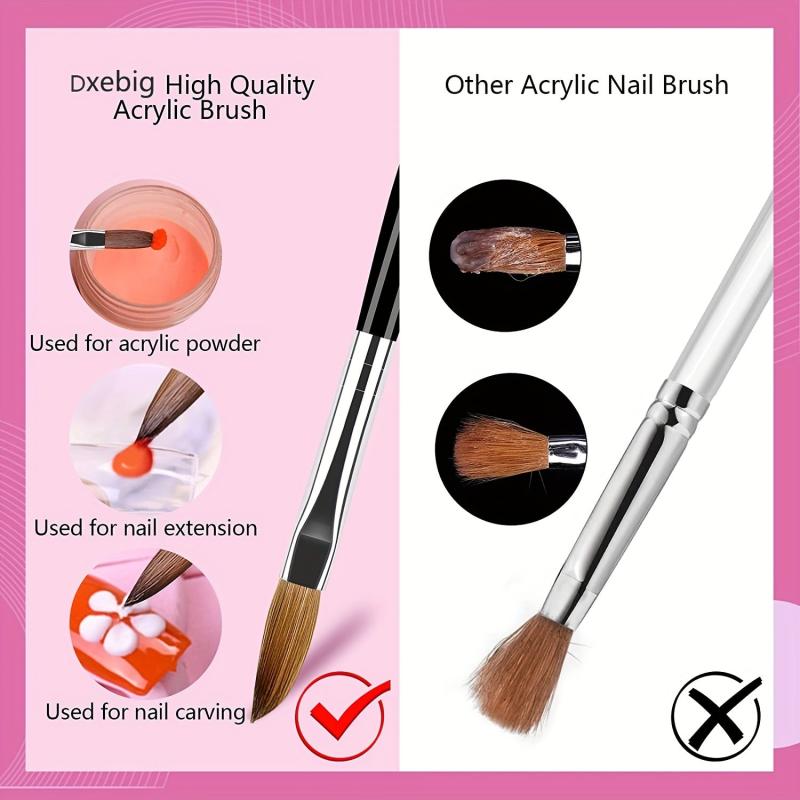 5pcs Acrylic Nail Brush Set Wood Handle for Applying Powder Nail Extensions