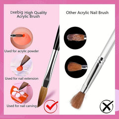 5pcs Acrylic Nail Brush Set Wood Handle for Applying Powder Nail Extensions