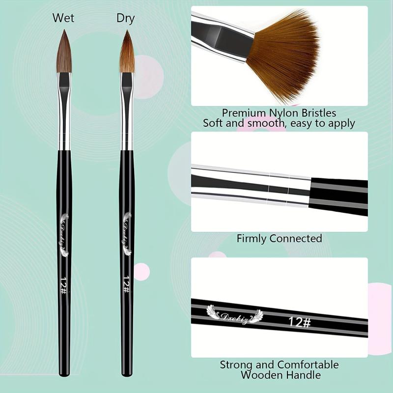 5pcs Acrylic Nail Brush Set Wood Handle for Applying Powder Nail Extensions