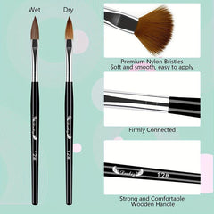 5pcs Acrylic Nail Brush Set Wood Handle for Applying Powder Nail Extensions