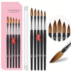 5pcs Acrylic Nail Brush Set Wood Handle for Applying Powder Nail Extensions