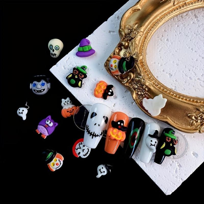 Halloween Nail Art Charms 3D Resin Cartoon Pumpkin Ghost Skull