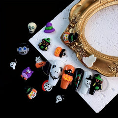 Halloween Nail Art Charms 3D Resin Cartoon Pumpkin Ghost Skull