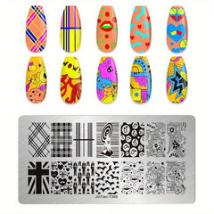 Nail Art Stamping Plates Flower Plants French Tip Themes Manicuring DIY