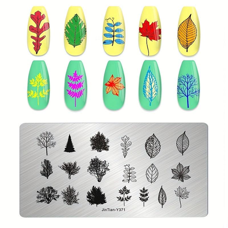 Nail Art Stamping Plates Flower Plants French Tip Themes Manicuring DIY