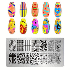 Nail Art Stamping Plates Flower Plants French Tip Themes Manicuring DIY