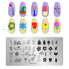 Nail Art Stamping Plates Flower Plants French Tip Themes Manicuring DIY