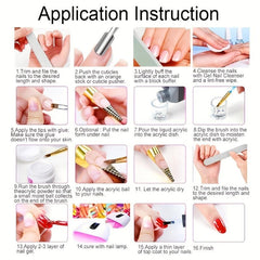 Professional Acrylic Nail Art Kit 12 Glitter Acrylic Powder Clear Pink Nails