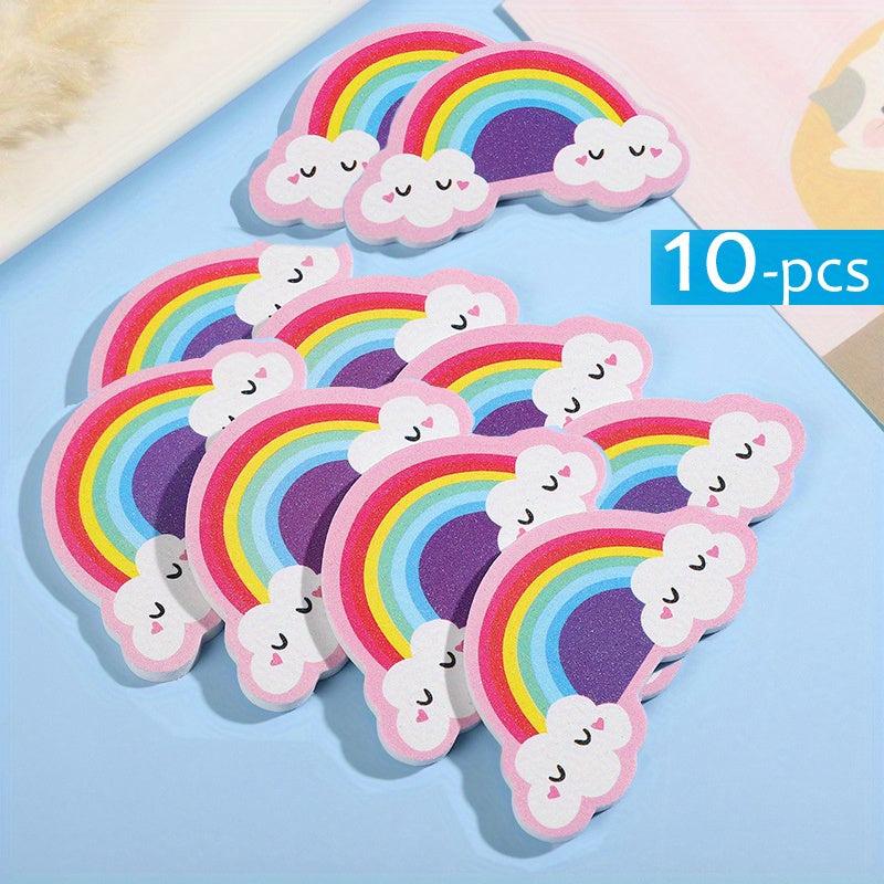 10 PCS Rainbow Shaped Nail File Cartoon Beauty Nail File Polishing Tool