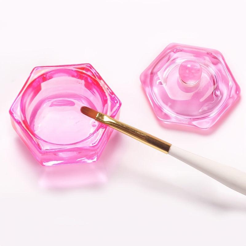 Pink Crystal Cup Nail Enhancement Glass Manicure Pedicure Art Tool