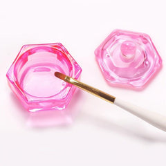 Pink Crystal Cup Nail Enhancement Glass Manicure Pedicure Art Tool