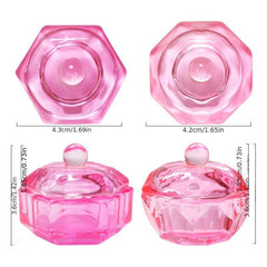 Pink Crystal Cup Nail Enhancement Glass Manicure Pedicure Art Tool