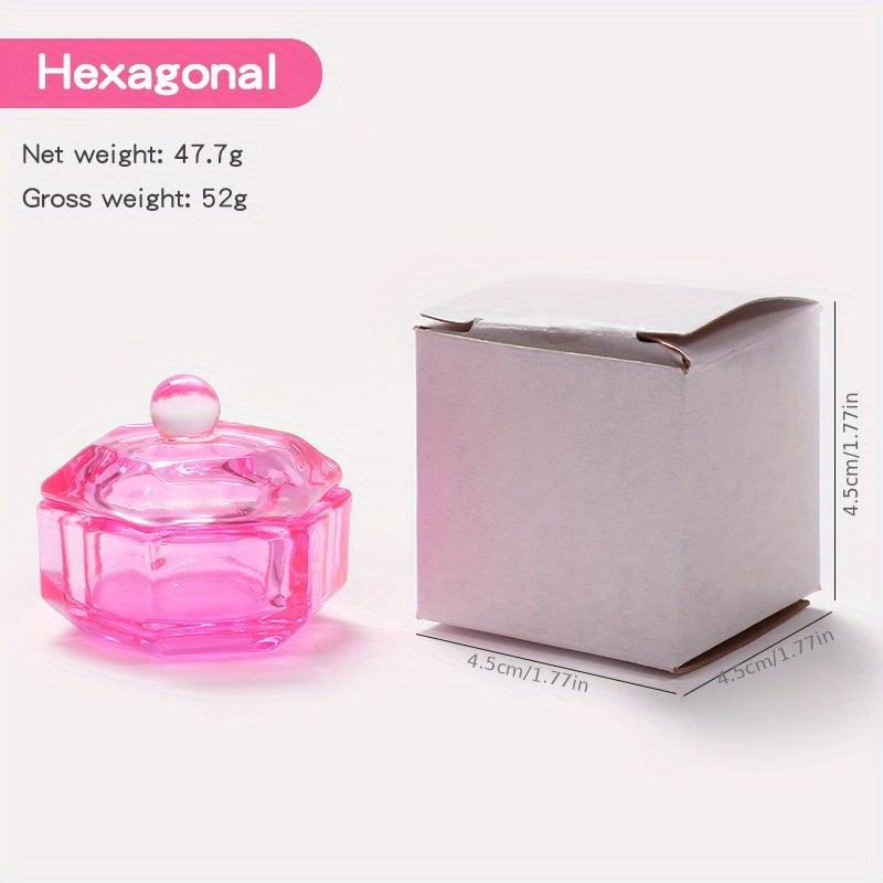 Pink Crystal Cup Nail Enhancement Glass Manicure Pedicure Art Tool