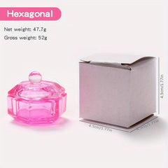 Pink Crystal Cup Nail Enhancement Glass Manicure Pedicure Art Tool
