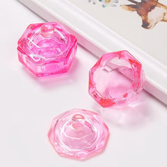 Pink Crystal Cup Nail Enhancement Glass Manicure Pedicure Art Tool