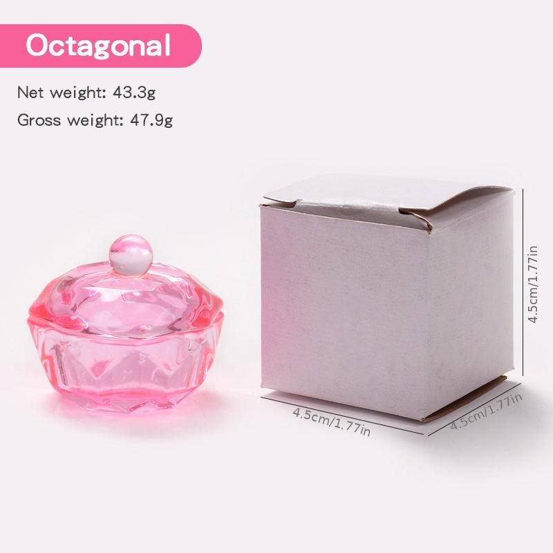 Pink Crystal Cup Nail Enhancement Glass Manicure Pedicure Art Tool
