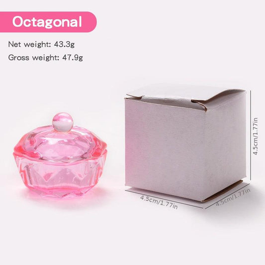 Pink Crystal Cup Nail Enhancement Glass Manicure Pedicure Art Tool