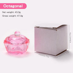 Pink Crystal Cup Nail Enhancement Glass Manicure Pedicure Art Tool