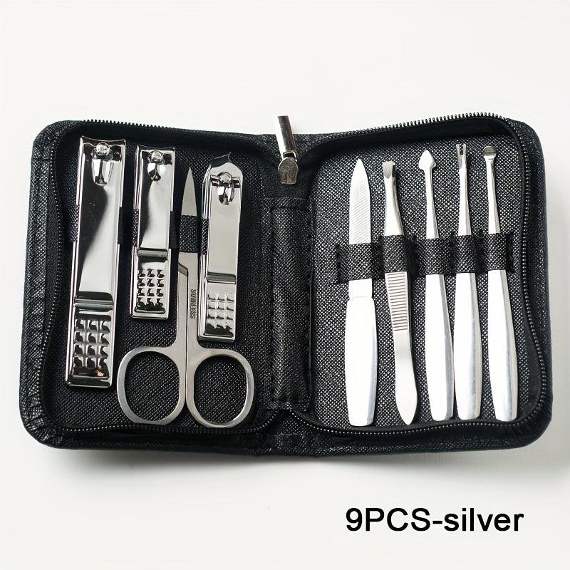 9pcs Nail Clippers Set Stainless Steel Nail Cutter Portable Nail Clipper Manicur