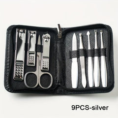 9pcs Nail Clippers Set Stainless Steel Nail Cutter Portable Nail Clipper Manicur
