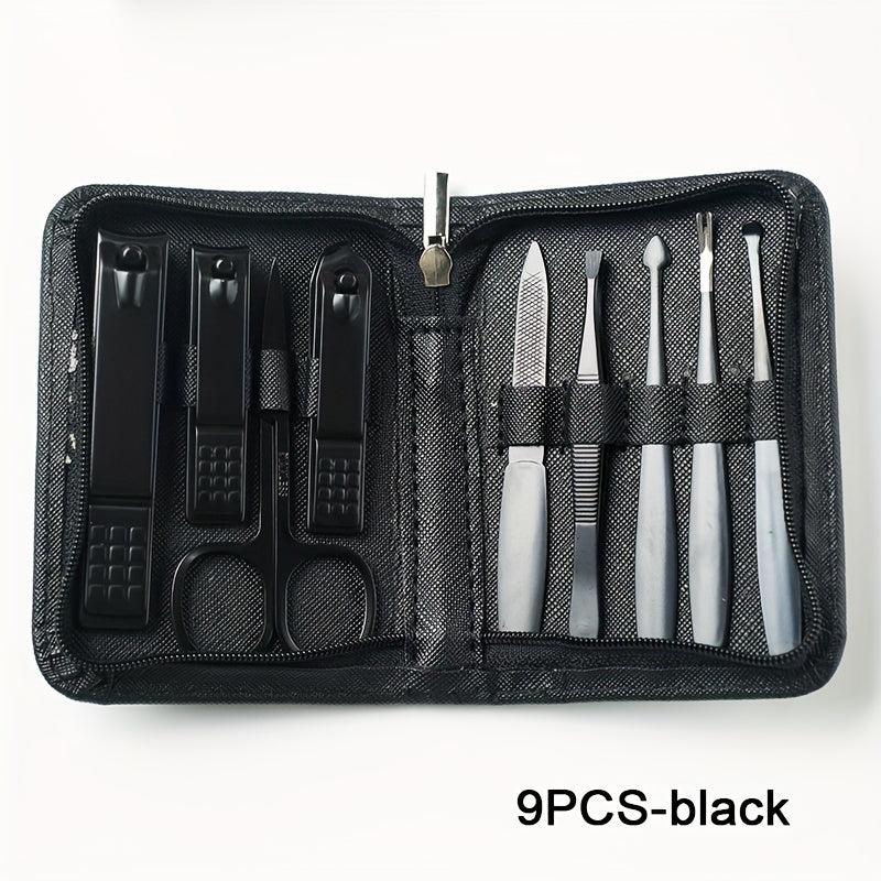 9pcs Nail Clippers Set Stainless Steel Nail Cutter Portable Nail Clipper Manicur