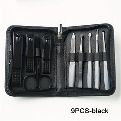 9pcs Nail Clippers Set Stainless Steel Nail Cutter Portable Nail Clipper Manicur